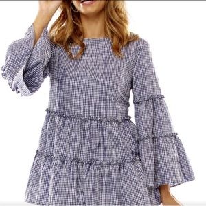 Sara Campbell Gingham Tiered Swing Blouse, XL